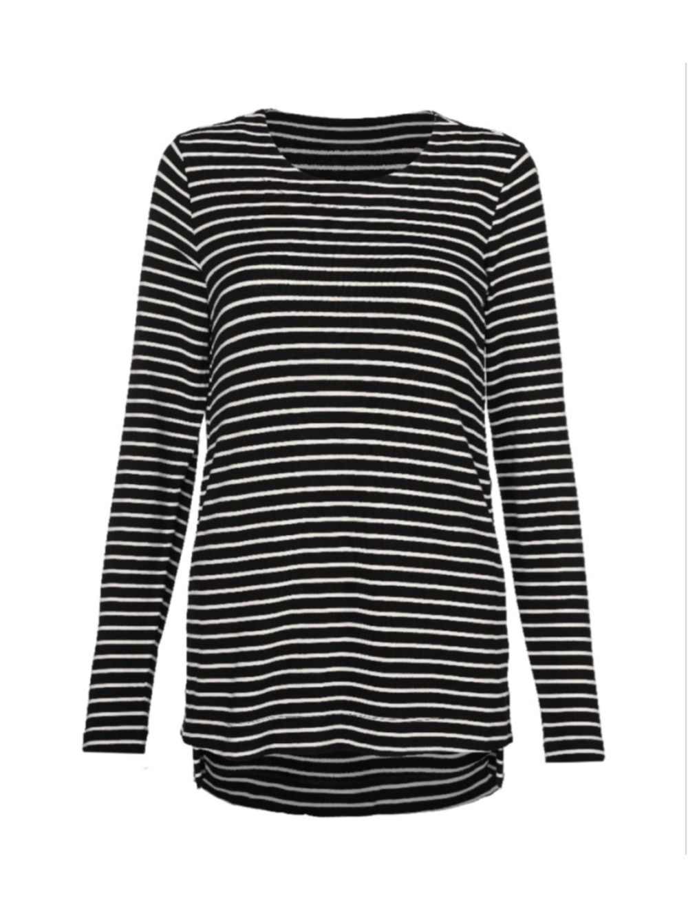 CAbi Side Snap Tee #6332 Black and White Stripe Size L EUC